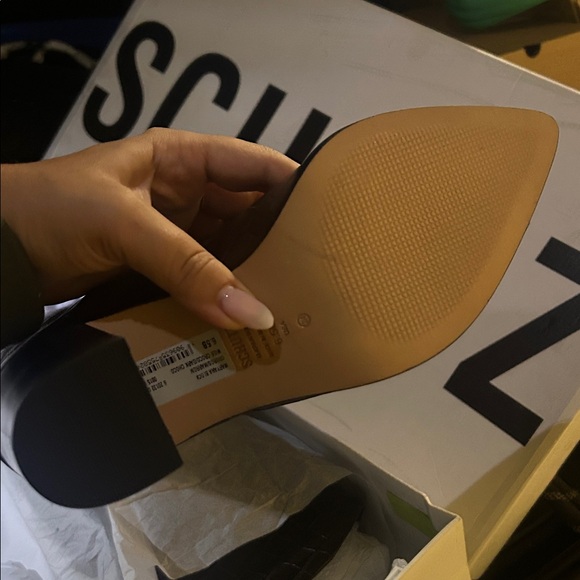 Never worn! Size 6.5 Dark Brown Croc-Embossed Block Heeled Boots - Picture 7 of 7